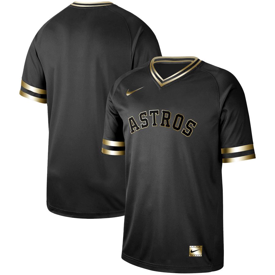 Men Houston Astros Blank Nike Black Gold MLB Jerseys